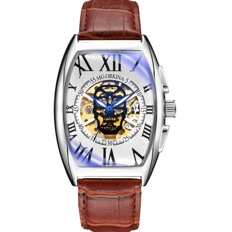 Montre Rectangulaire Homme Vintage - Squelette Art Déco-Passion Steampunk