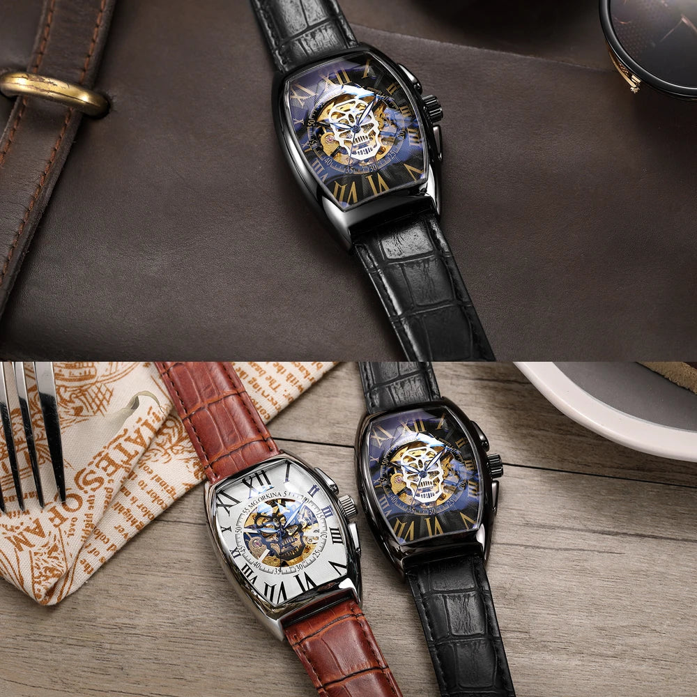 Montre Rectangulaire Homme Vintage - Squelette Art Déco-Passion Steampunk