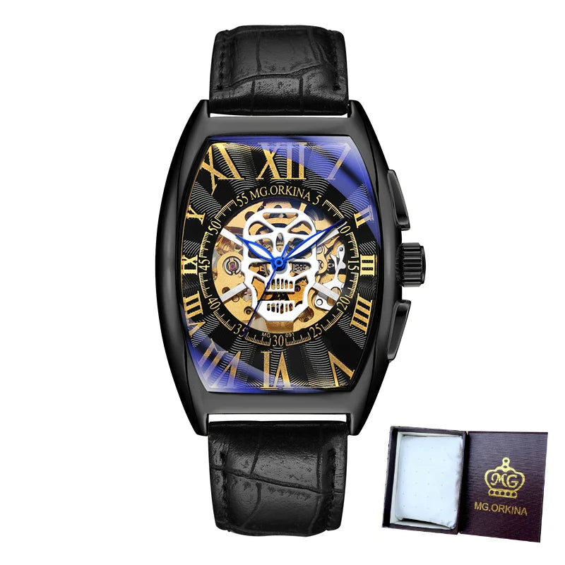 Montre Rectangulaire Homme Vintage - Squelette Art Déco-Passion Steampunk