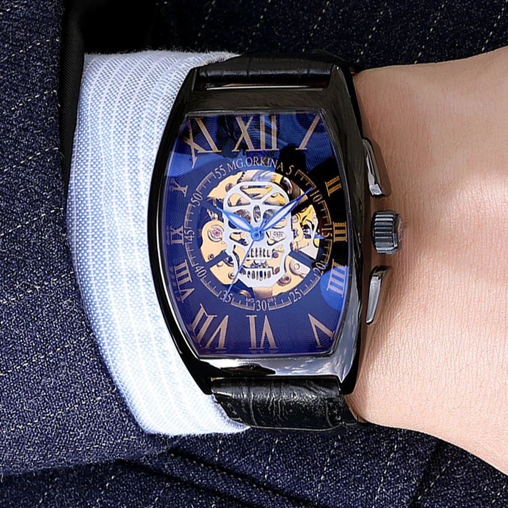 Montre Rectangulaire Homme Vintage - Squelette Art Déco-Passion Steampunk