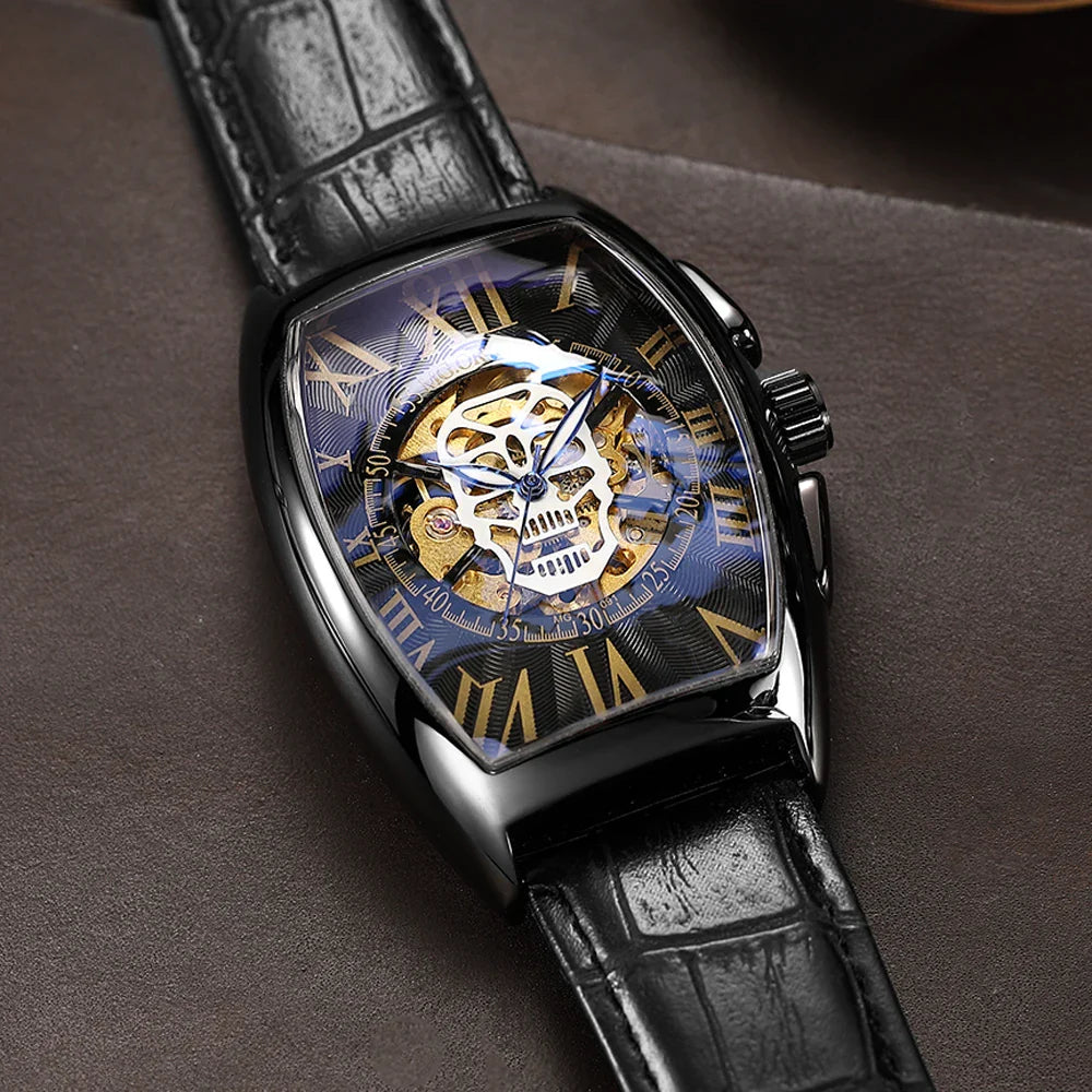 Montre Rectangulaire Homme Vintage - Squelette Art Déco-Passion Steampunk