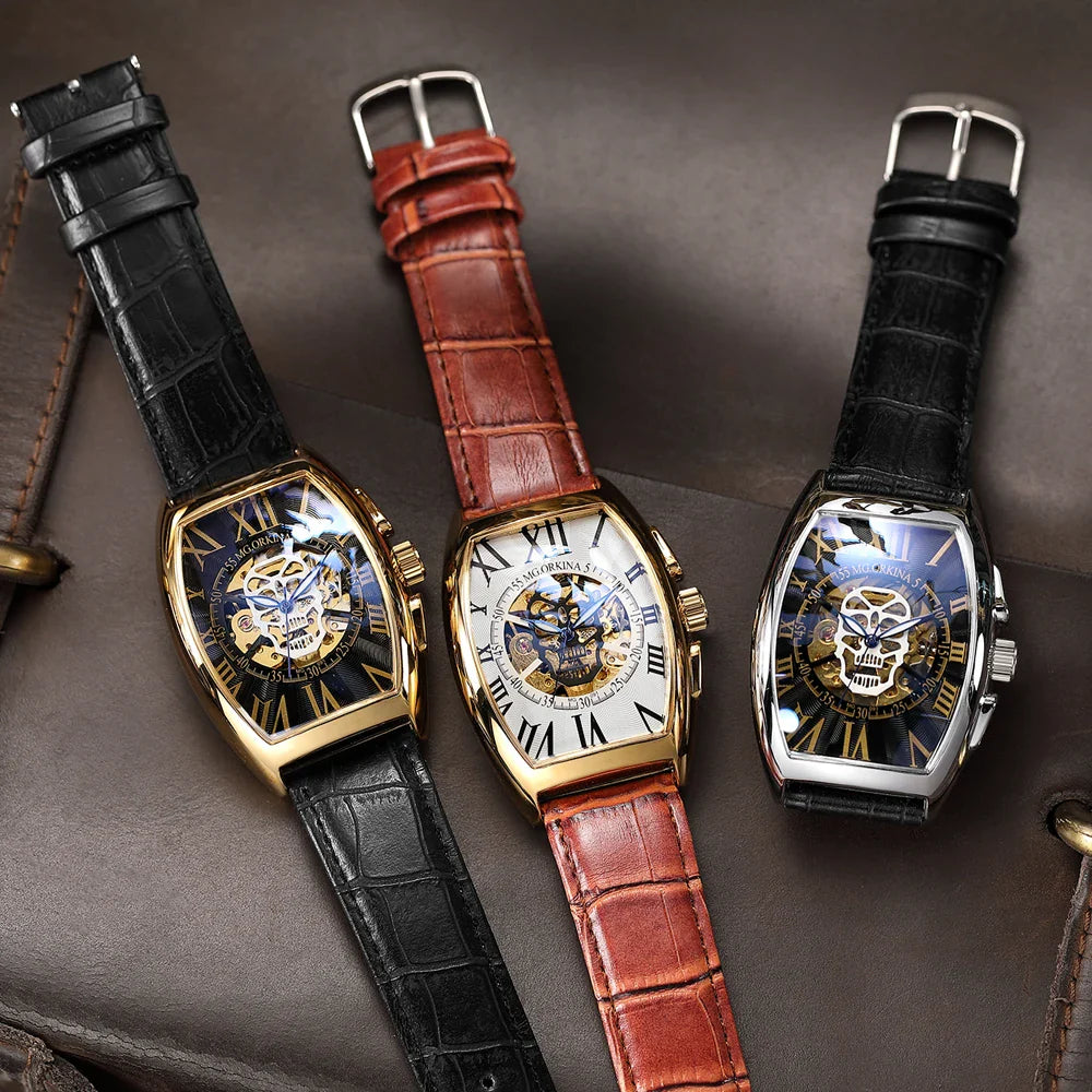 Montre Rectangulaire Homme Vintage - Squelette Art Déco-Passion Steampunk