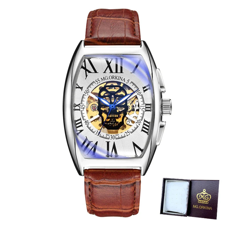 Montre Rectangulaire Homme Vintage - Squelette Art Déco-Passion Steampunk