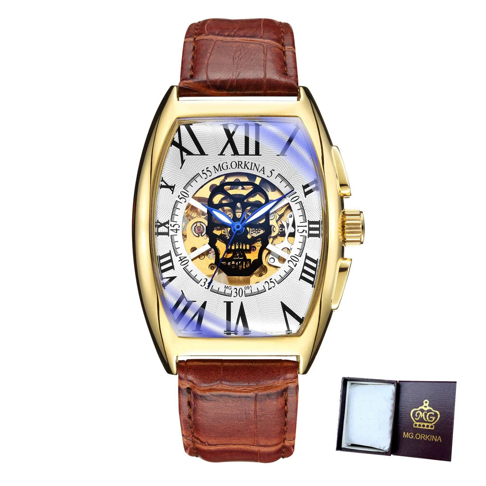 Montre Rectangulaire Homme Vintage - Squelette Art Déco-Passion Steampunk