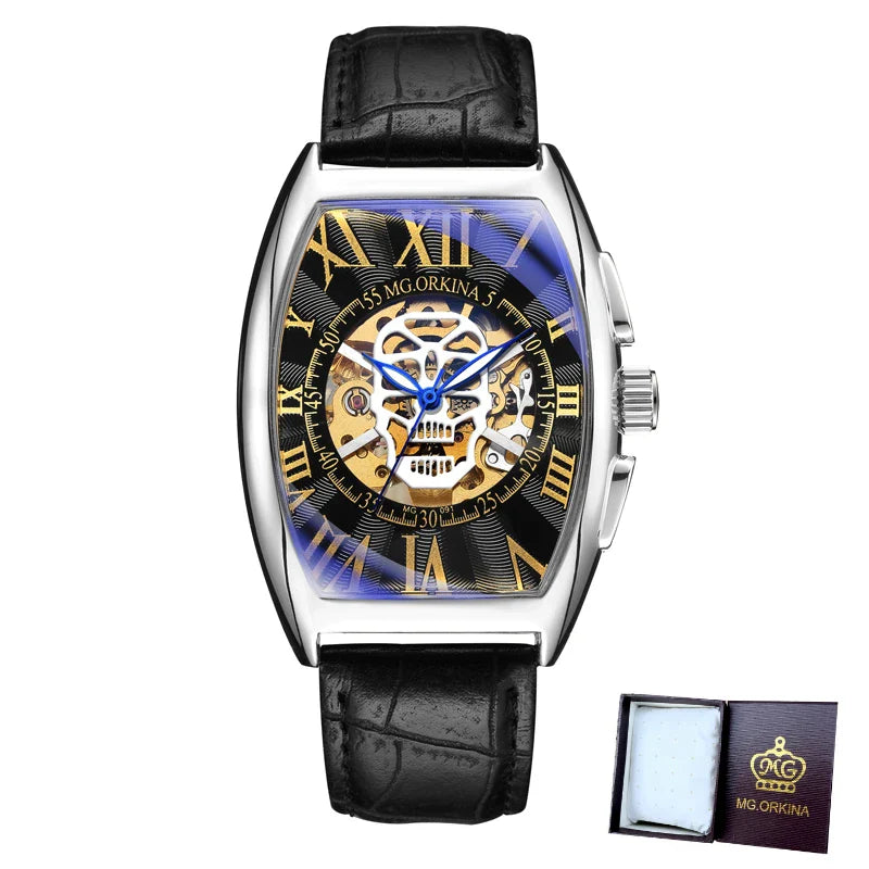 Montre Rectangulaire Homme Vintage - Squelette Art Déco-Passion Steampunk