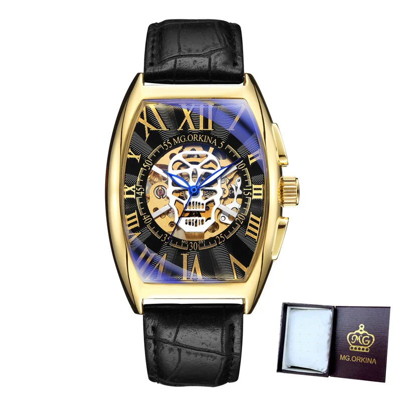 Montre Rectangulaire Homme Vintage - Squelette Art Déco-Passion Steampunk