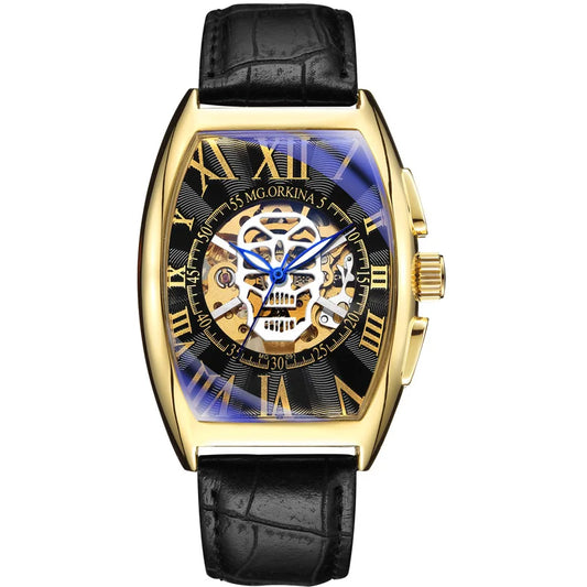 Montre Rectangulaire Homme Vintage - Squelette Art Déco-Passion Steampunk