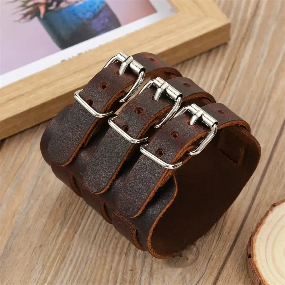 Bracelet Homme Large Cuir - Punk Rock-Passion Steampunk