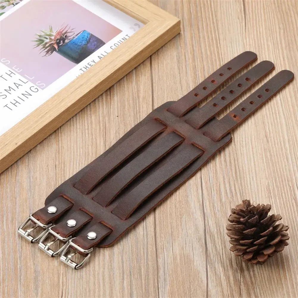 Bracelet Homme Large Cuir - Punk Rock-Passion Steampunk