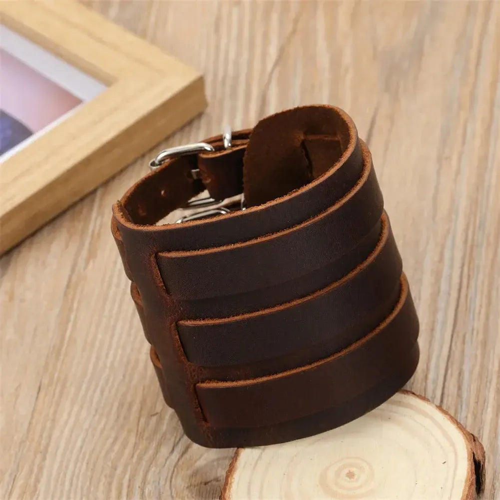 Bracelet Homme Large Cuir - Punk Rock-Passion Steampunk