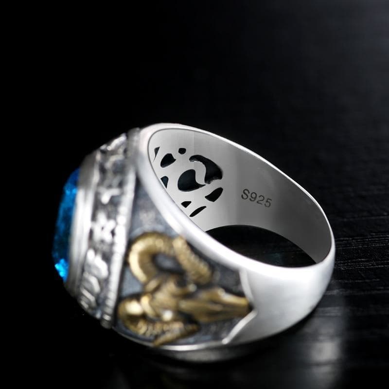 Bague Argent Turquoise Homme - Agneau Celtique-Passion Steampunk