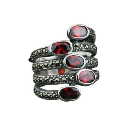 Bague Steampunk - Grenats d' Argent-Passion Steampunk