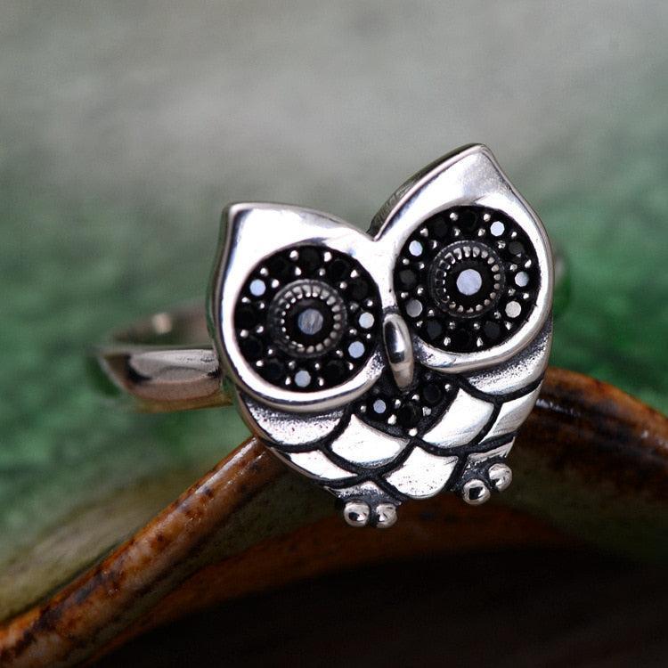 Bague Chouette Aveugle en Argent-Passion Steampunk