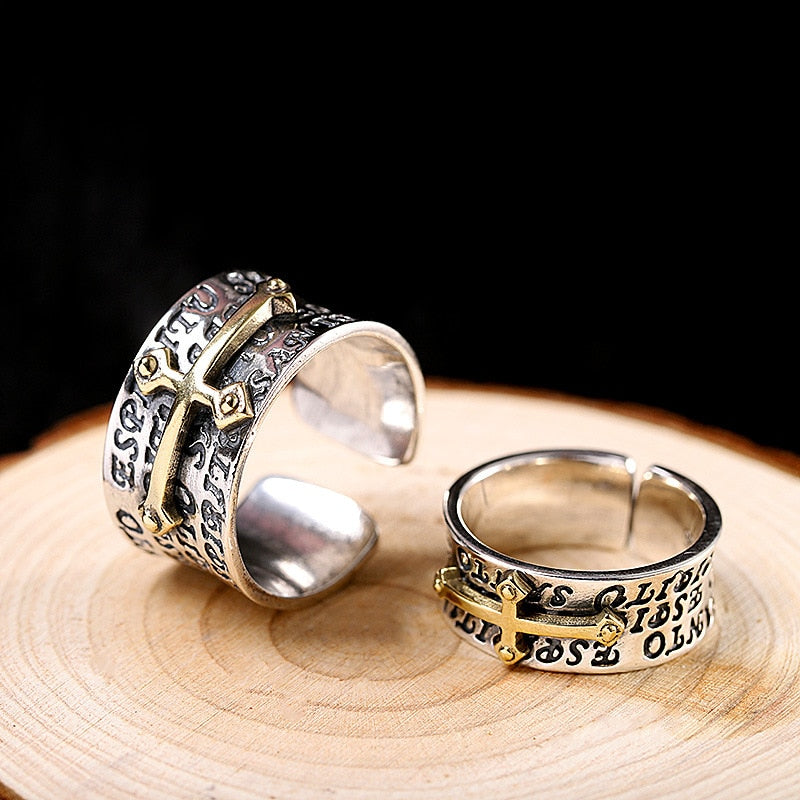 Bague Croix Argent - In Nomine Domini-Passion Steampunk