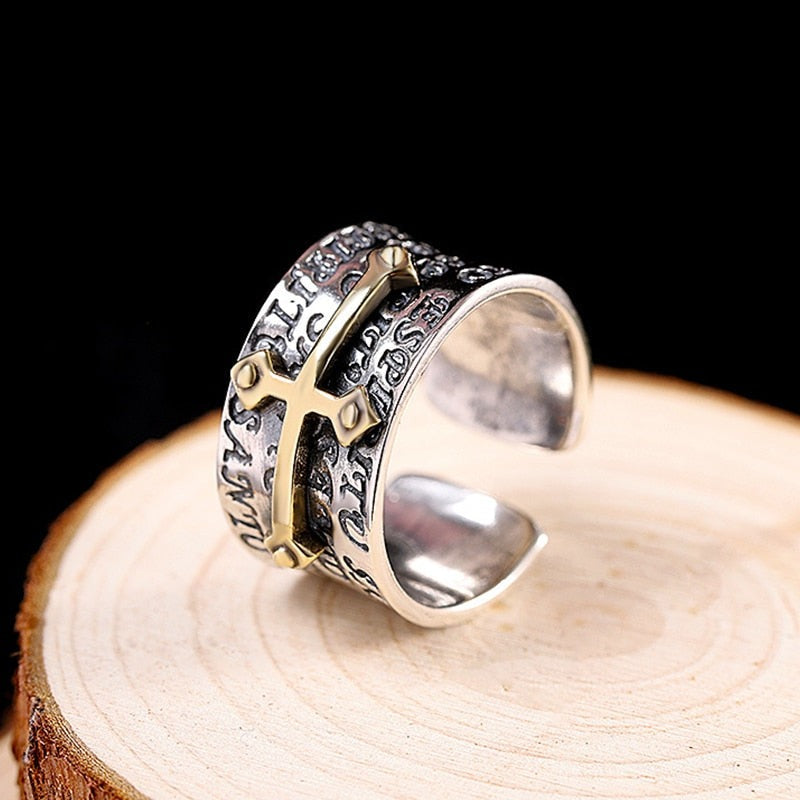 Bague Croix Argent - In Nomine Domini-Passion Steampunk