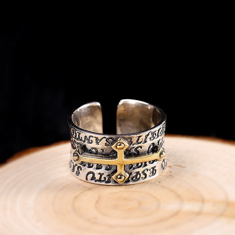 Bague Croix Argent - In Nomine Domini-Passion Steampunk