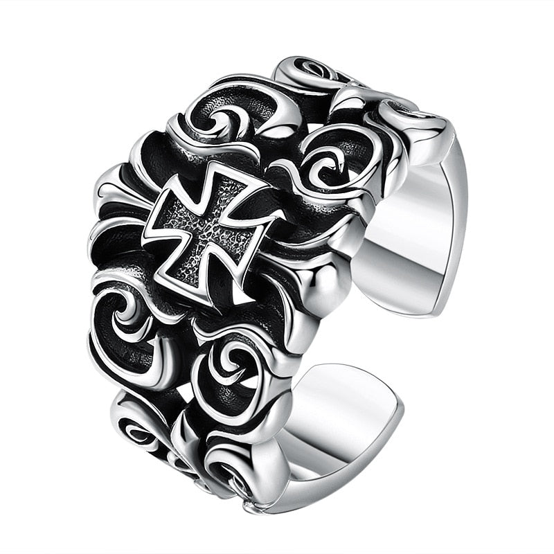 Bague Croix de Malte Argent - Chevalier Hospitalier-Passion Steampunk