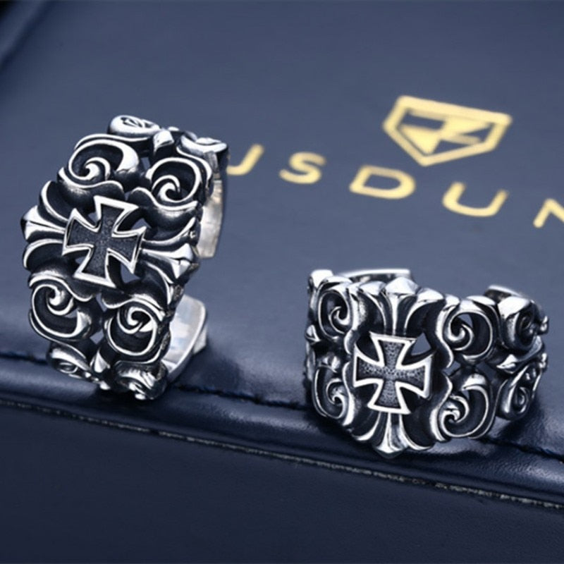 Bague Croix de Malte Argent - Chevalier Hospitalier-Passion Steampunk