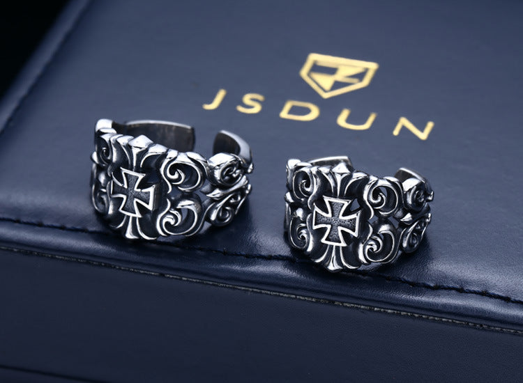 Bague Croix de Malte Argent - Chevalier Hospitalier-Passion Steampunk