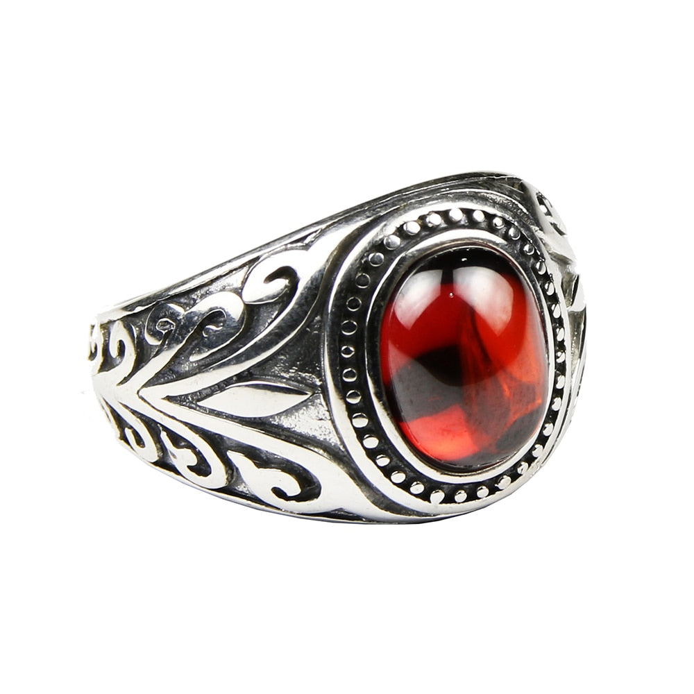 Bague Grenat Argent Homme - Médiéval & Baroque-Passion Steampunk