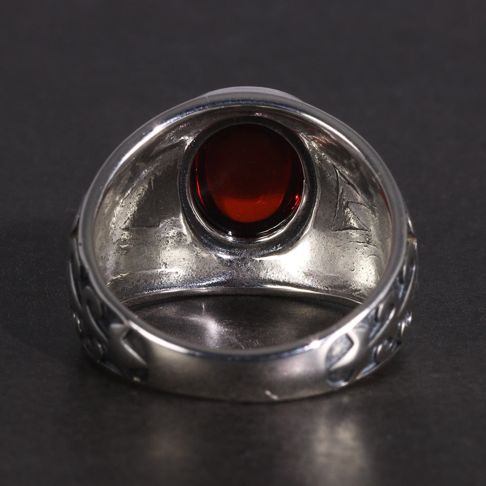 Bague Grenat Argent Homme - Médiéval & Baroque-Passion Steampunk