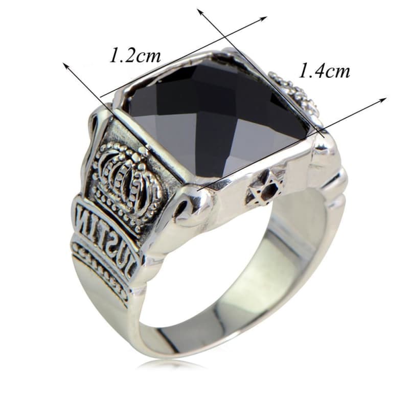 Bague Obsidienne Homme - Argent-Passion Steampunk