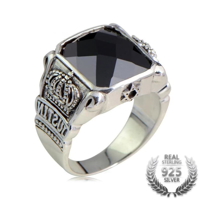 Bague Obsidienne Homme - Argent-Passion Steampunk