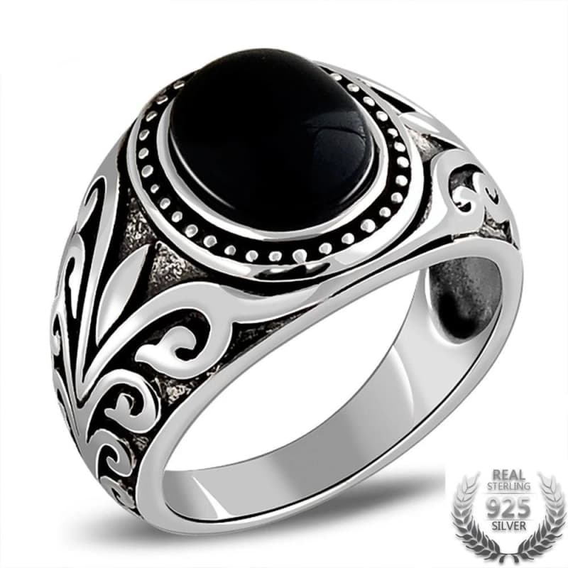 Chevalière Homme Argent Onyx - Anneau d' Avalon-Passion Steampunk