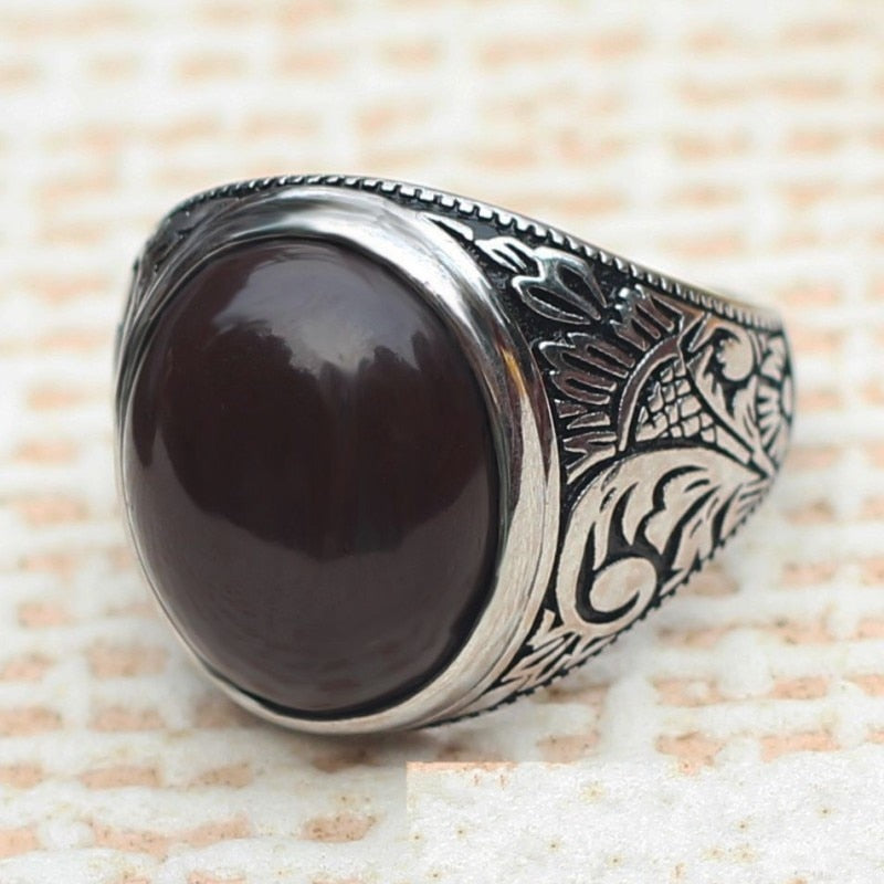 Bague Homme - Pierre Noire-Passion Steampunk