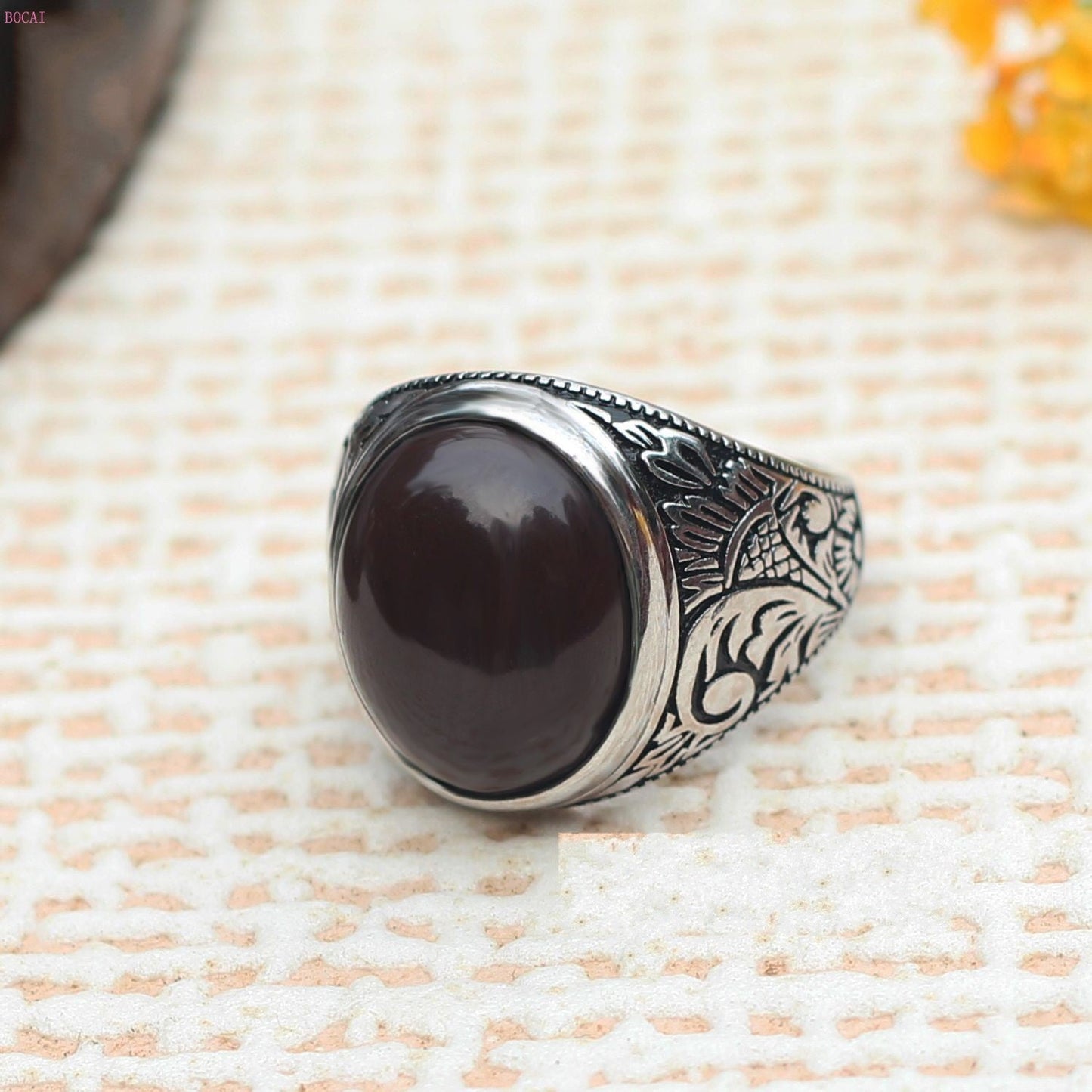 Bague Homme - Pierre Noire-Passion Steampunk