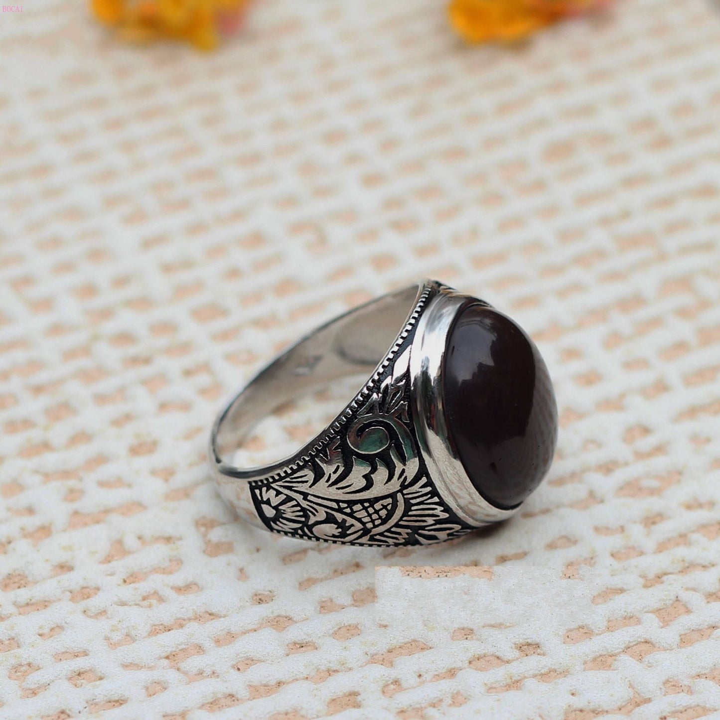 Bague Homme - Pierre Noire-Passion Steampunk