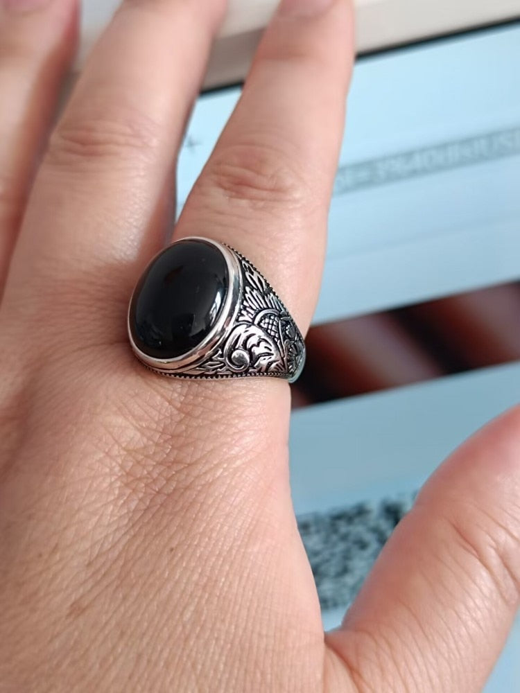 Bague Homme - Pierre Noire-Passion Steampunk