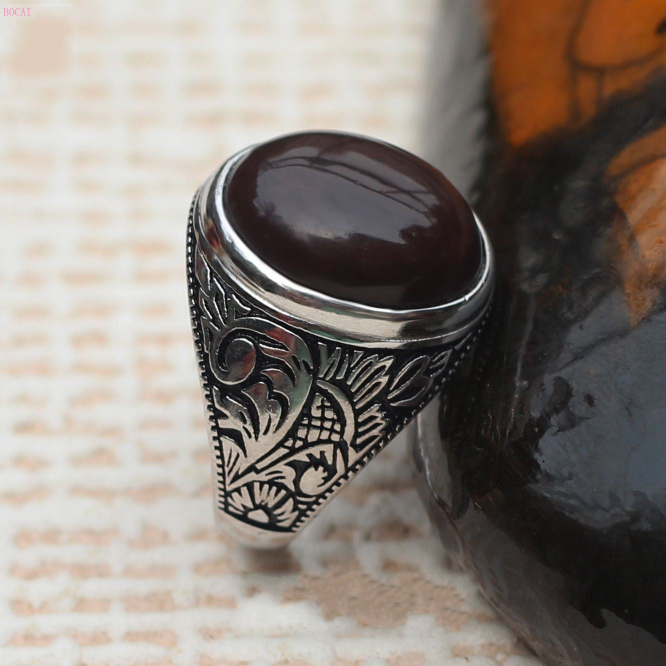 Bague Homme - Pierre Noire-Passion Steampunk