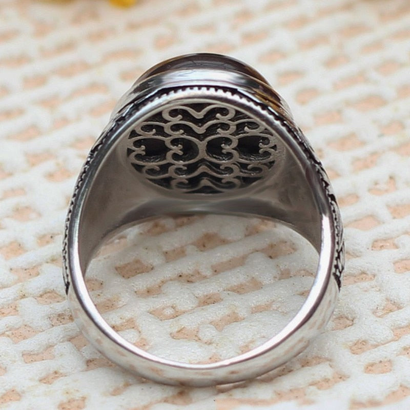 Bague Homme - Pierre Noire-Passion Steampunk
