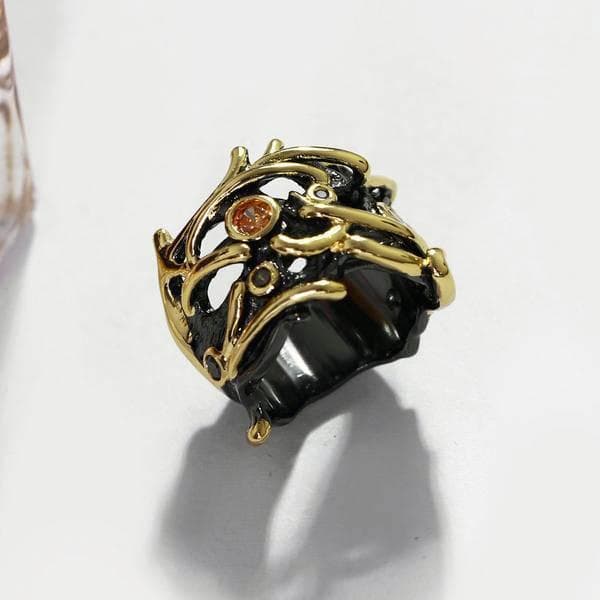 Bague Gothique Femme - Noir & Or-Passion Steampunk