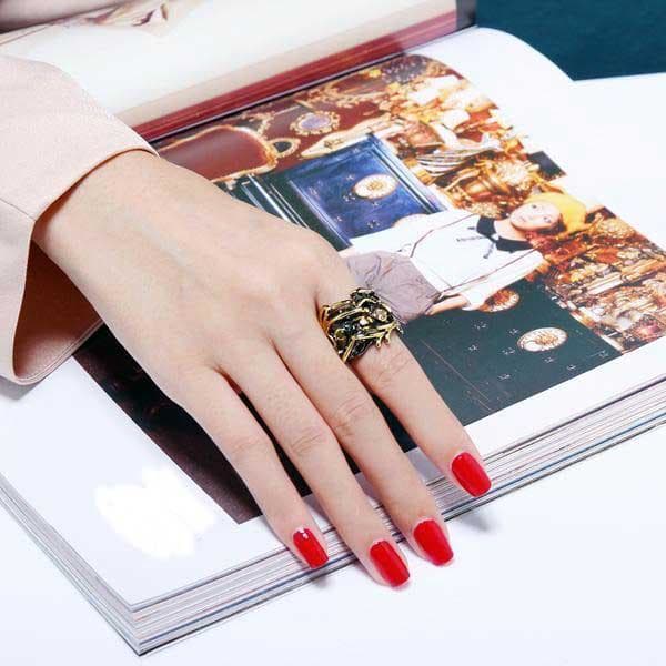 Bague Gothique Femme - Noir & Or-Passion Steampunk