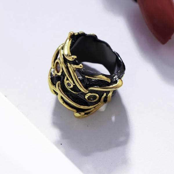 Bague Gothique Femme - Noir & Or-Passion Steampunk