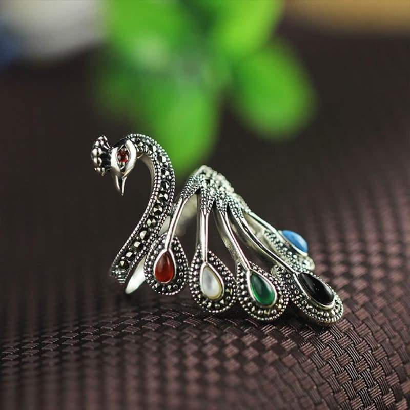 Bague Steampunk - Paon d' Argent-Passion Steampunk