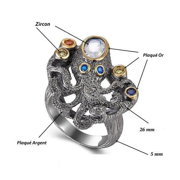 Bague Pieuvre Argentée - Style Victorien Steampunk-Passion Steampunk