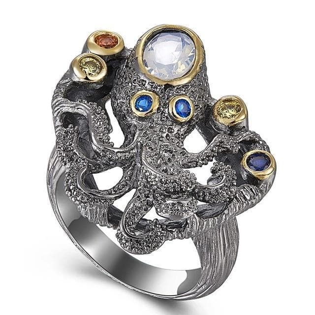 Bague Pieuvre Argentée - Style Victorien Steampunk-Passion Steampunk