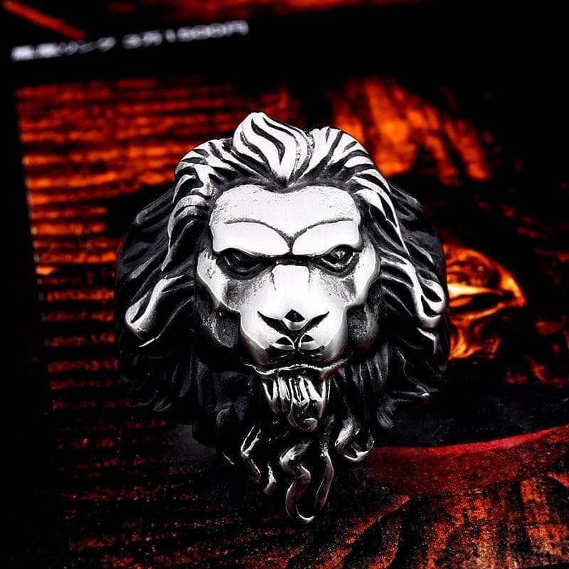 Bague Tête de Lion (Acier)-Passion Steampunk
