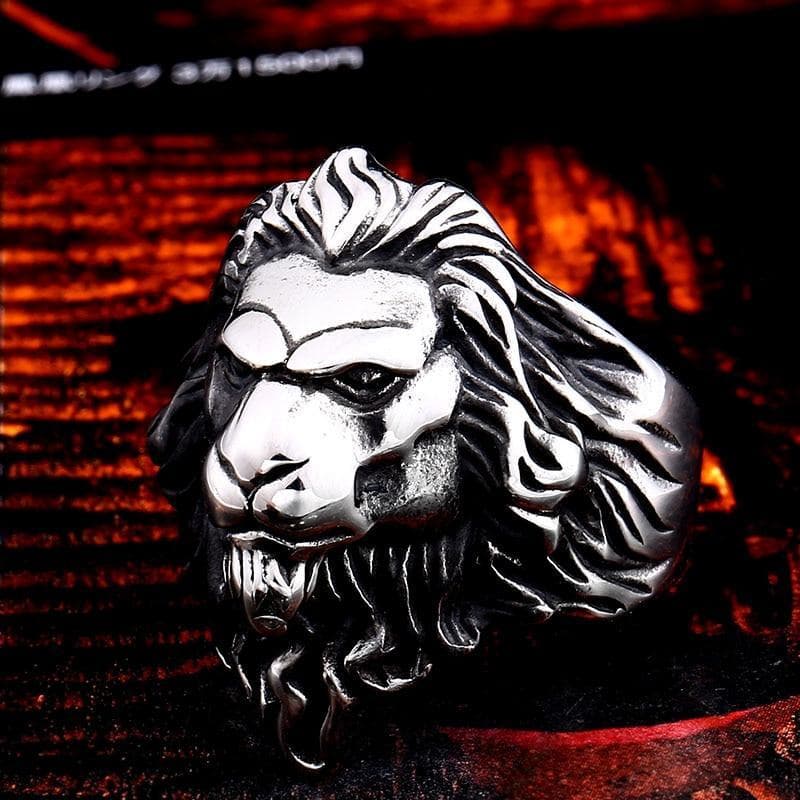 Bague Tête de Lion (Acier)-Passion Steampunk