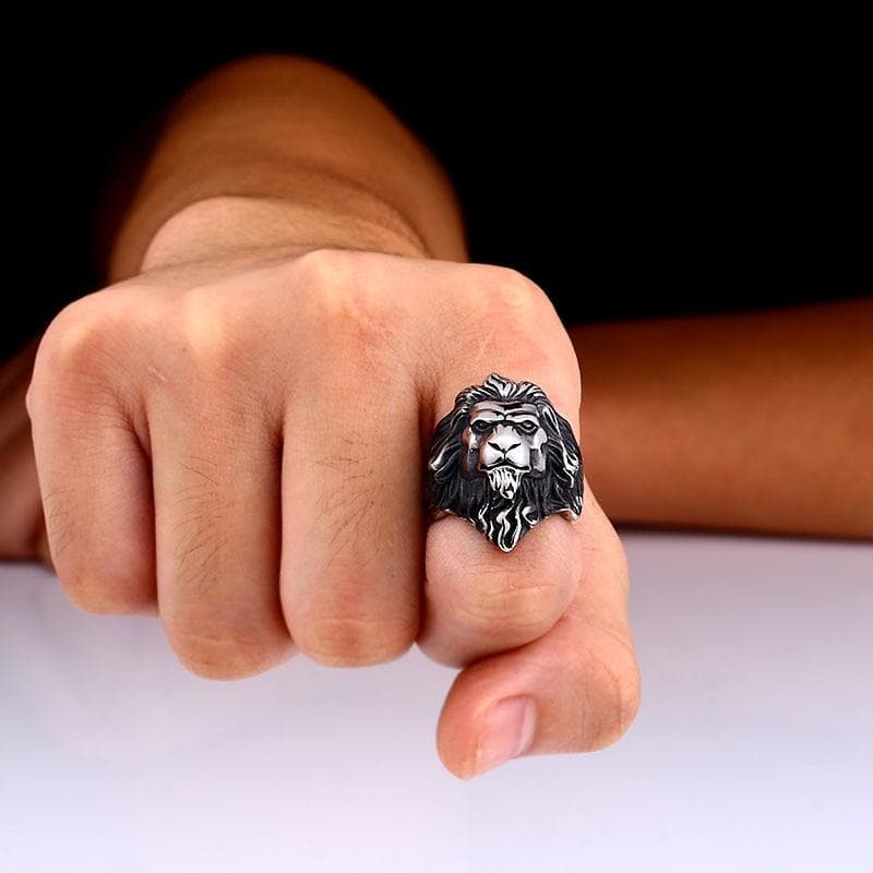 Bague Tête de Lion (Acier)-Passion Steampunk