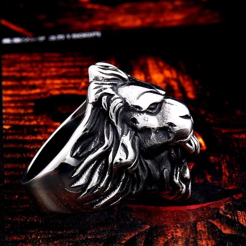 Bague Tête de Lion (Acier)-Passion Steampunk
