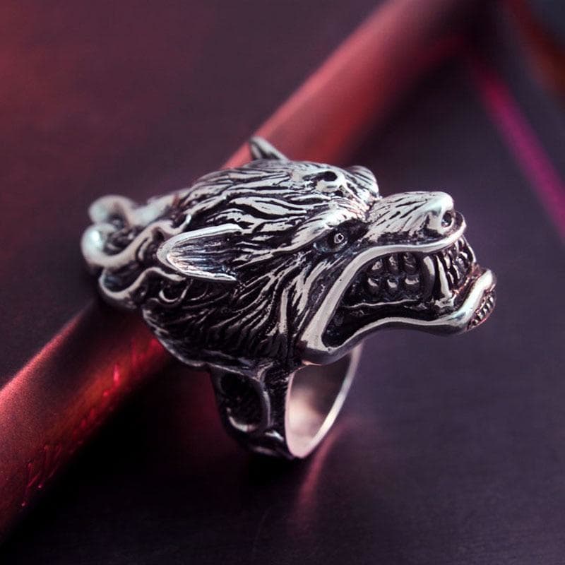 Bague Tete de Loup Argent - Fenrir-Passion Steampunk