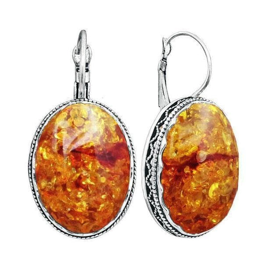 Boucles d Oreilles Ambre et Argent-Passion Steampunk