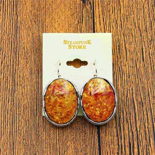 Boucles d Oreilles Ambre et Argent-Passion Steampunk