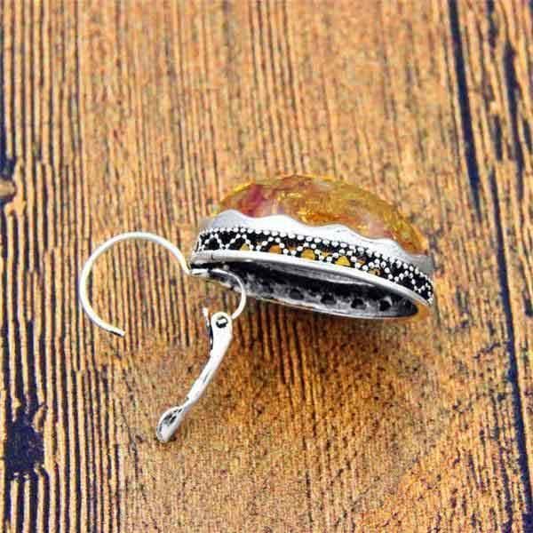 Boucles d Oreilles Ambre et Argent-Passion Steampunk