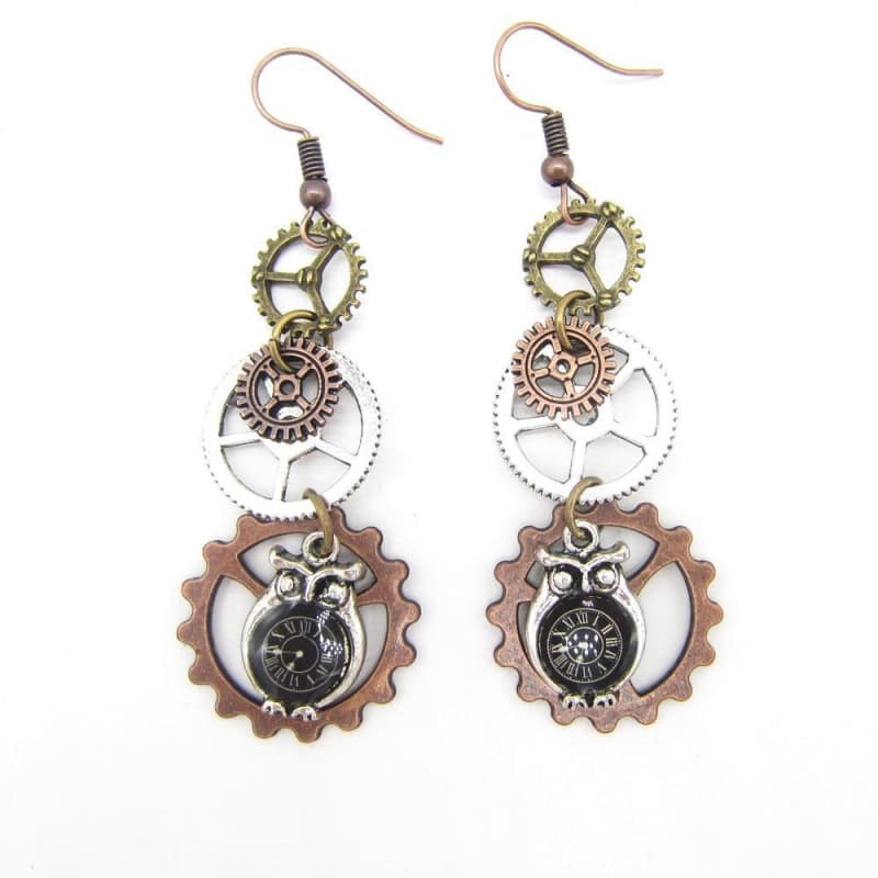 Boucles Steampunk - Hiboux Mécaniques-Passion Steampunk
