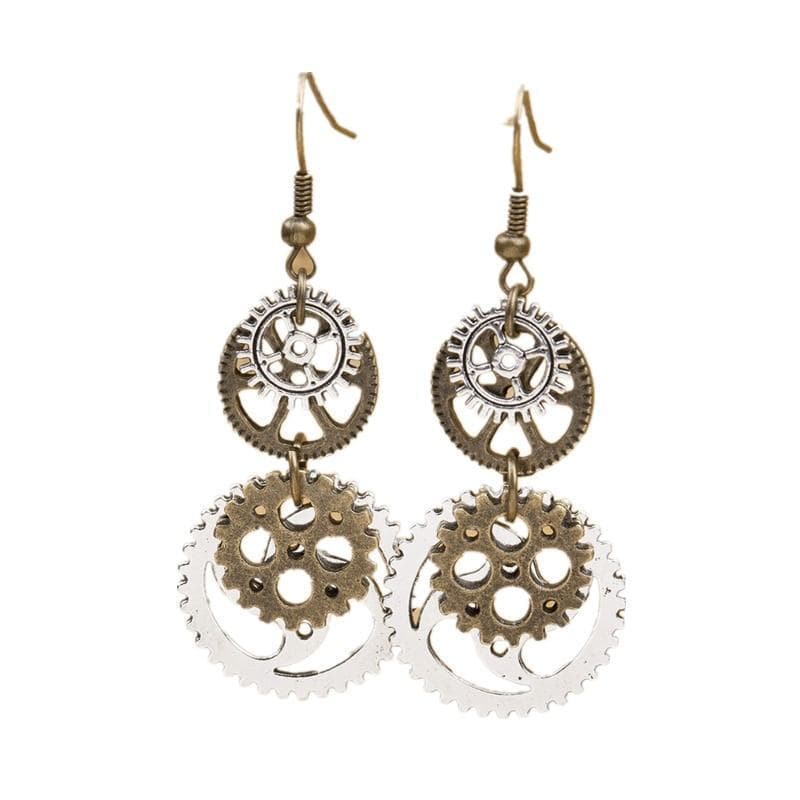 Boucle d'oreille Femme Pendante Fantaisie - Steampunk Gears-Passion Steampunk